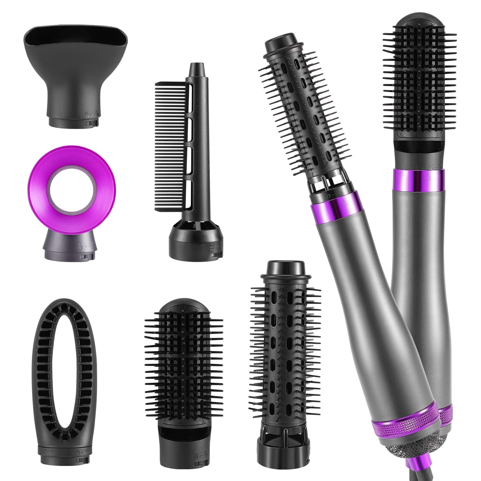 Brosse Soufflante 6 en 1 Chauffante pour Femmes, Volumateur Lisseur de Cheveux avec Fonction Sèche et Boucler, Idéal pou