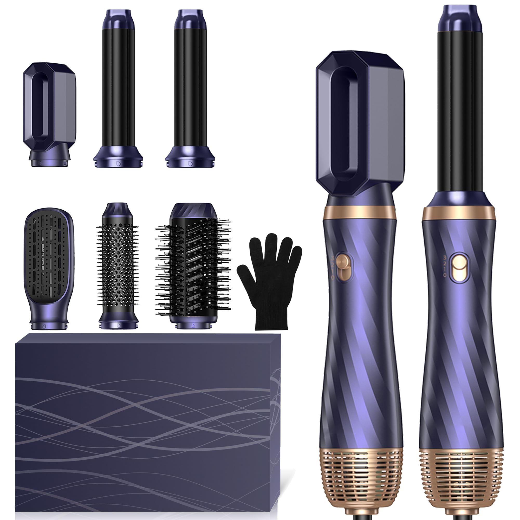 Airstyler Pro 6 en 1 UKLISS - Brosse soufflante ionique, séche-cheveux, boucleur à air, brosse lissante chauffante, bros